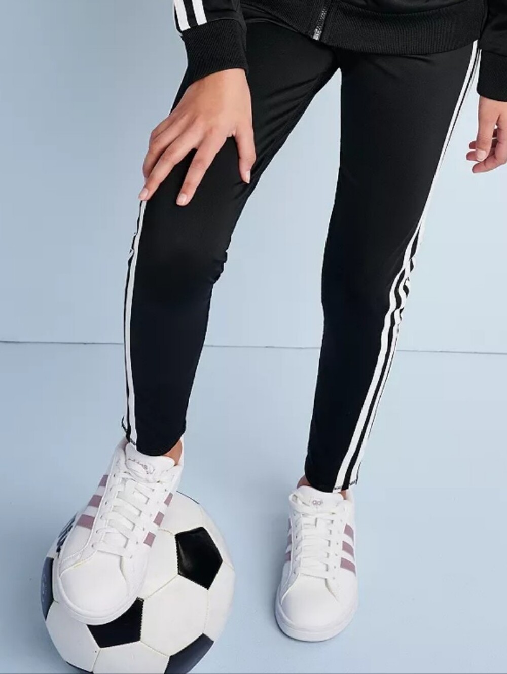 adidas Black Leggings with White 3-Stripe Detail